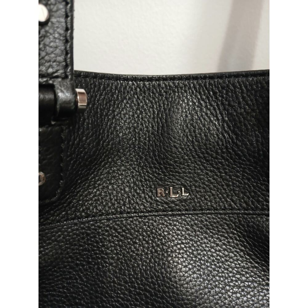 Lauren Ralph Lauren Est. 1967 Black Pebble Leather Lrg Tote Shoulder Slouch Bag - Picture 7 of 16
